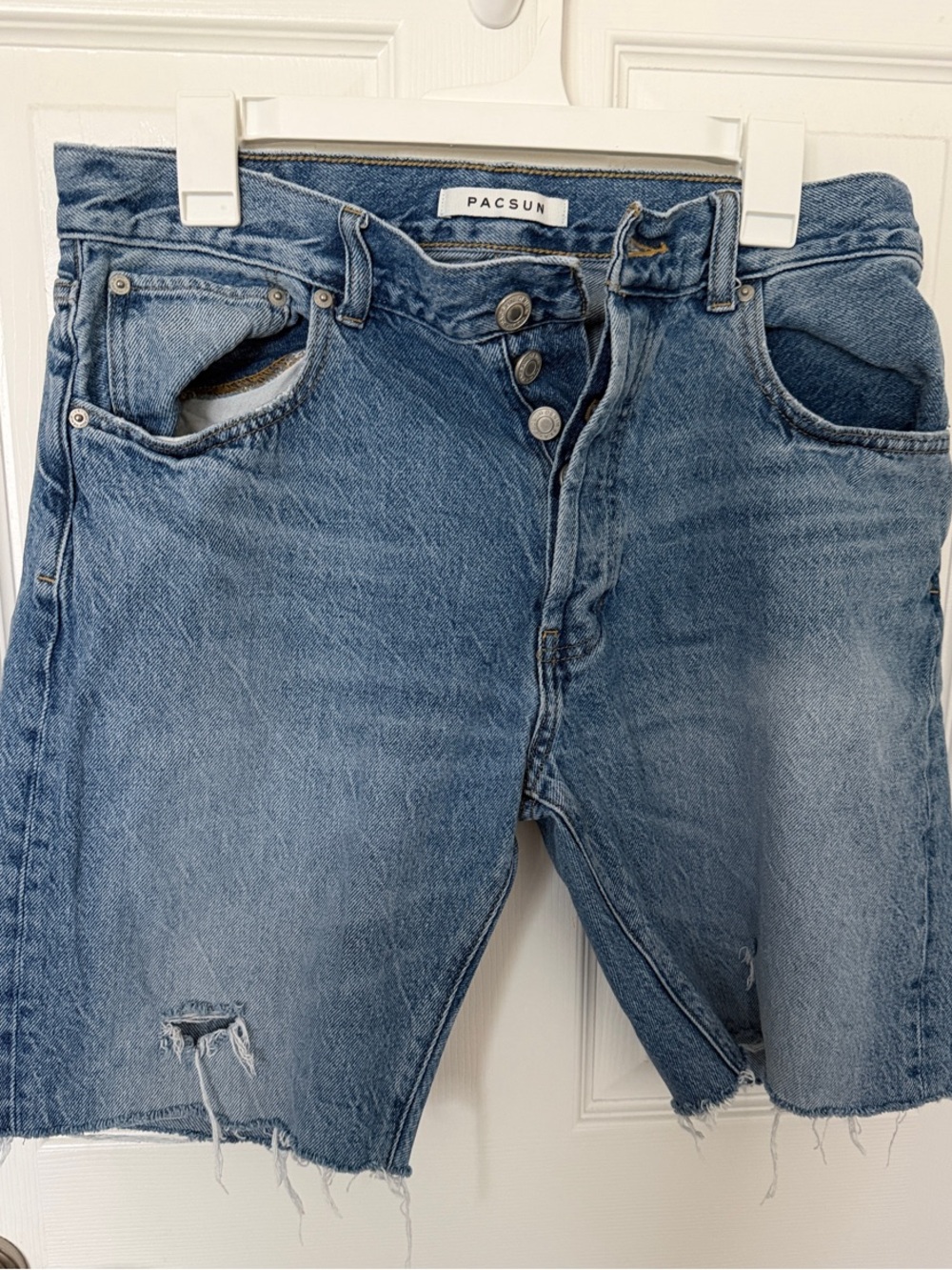 PacSun Faded Blue Distressed Denim Cutoff Shorts